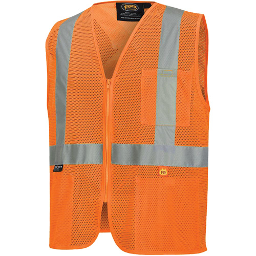 6943 Flame-Resistant Mesh Safety Vest, High Visibility Orange, Small, Polyester Consource