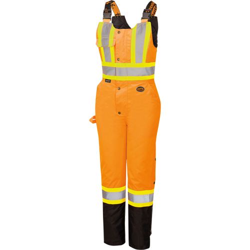 5040BBW Women's High-Visibility Waterproof Safety Overalls, Polyester, X-Small, Black/High Visibility Orange Consource