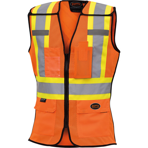 486 Women's High-Visibility Safety Tear-Away Vest, High Visibility Orange, X-Small, Polyester Consource