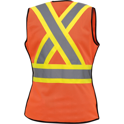 486 Women's High-Visibility Safety Tear-Away Vest, High Visibility Orange, X-Small, Polyester Consource