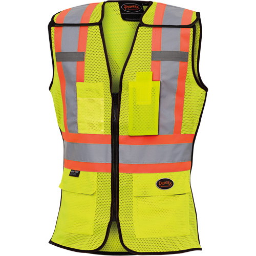 489 Women's High-Visibility Safety Tear-Away Vest, High Visibility Lime-Yellow, X-Small, Polyester Consource