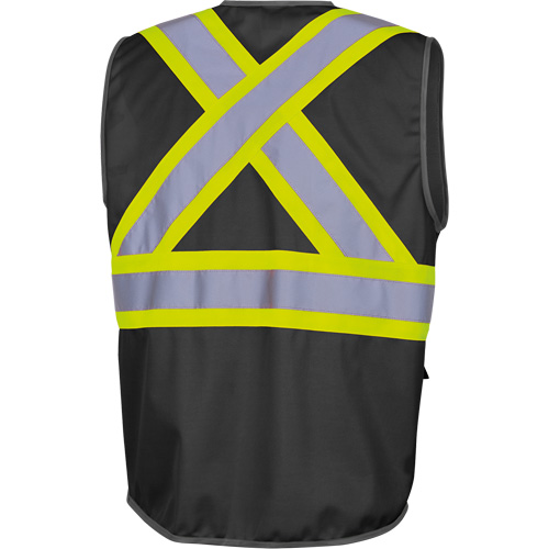 6959BK Veste de s&eacute;curit&eacute; haute visibilit&eacute; en tricot chaîne avec fermeture &agrave; glissi&egrave;re, Noir, T-petit, Polyester Consource