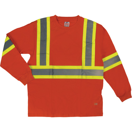 Long Sleeve Safety T-Shirt, Cotton, X-Small, High Visibility Orange Consource