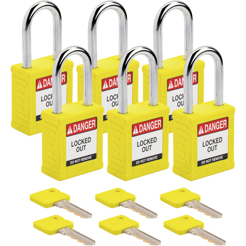 Cadenas de verrouillage Velocity, Jaune, Cl&eacute;s identiques, Nylon, Largeur de 1-1/2" Consource