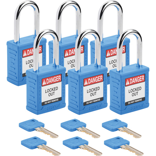 Velocity Lockout Padlocks, Blue, Keyed Alike, Nylon, 1-1/2" Width Consource