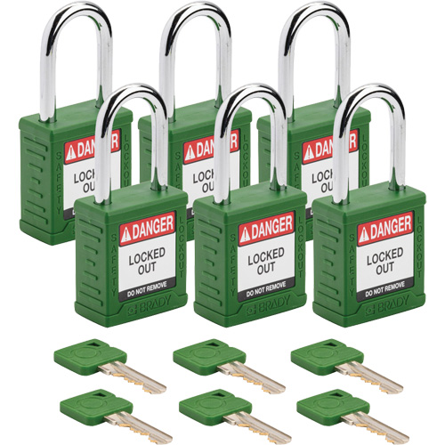 Velocity Lockout Padlocks, Green, Keyed Alike, Nylon, 1-1/2" Width Consource