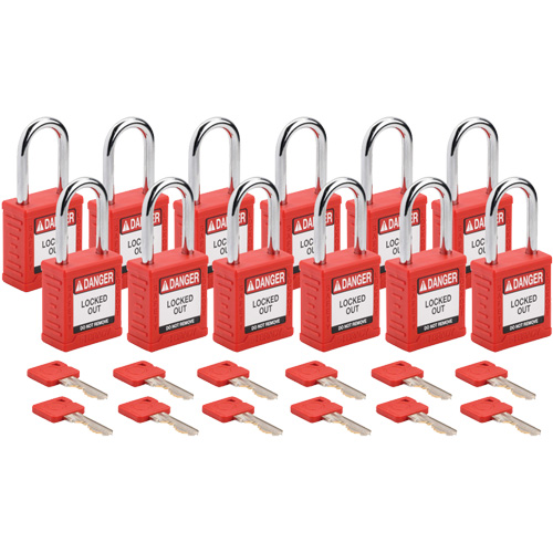 Velocity Lockout Padlocks, Red, Keyed Alike, Nylon, 1-1/2" Width Consource