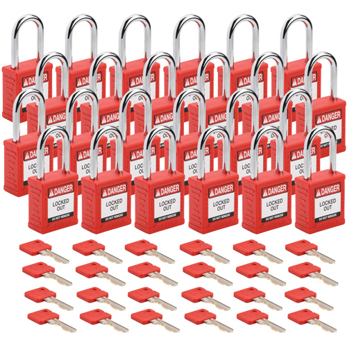 Velocity Lockout Padlocks, Red, Keyed Alike, Nylon, 1-1/2" Width Consource