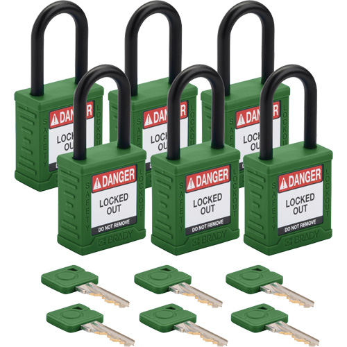Cadenas de verrouillage Velocity, Vert, Cl&eacute;s diff&eacute;rentes, Nylon, Largeur de 1-1/2" Consource