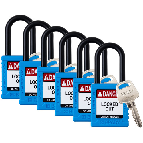 Cadenas de verrouillage Velocity, Bleu, Cl&eacute;s identiques, Nylon, Largeur de 1-1/2" Consource