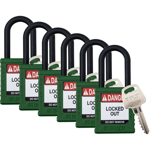 Velocity Lockout Padlocks, Green, Keyed Alike, Nylon, 1-1/2" Width Consource