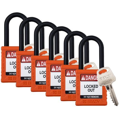 Velocity Lockout Padlocks, Orange, Keyed Alike, Nylon, 1-1/2" Width Consource