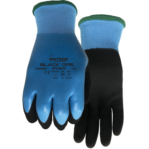 Gants hydrofuges Stealth Black Ops, Taille Petit, Calibre 15, Rev&ecirc;tement Latex de caoutchouc, Enveloppe en Fibre de verre/Polyester, ASTM ANSI niveau A4 Consource