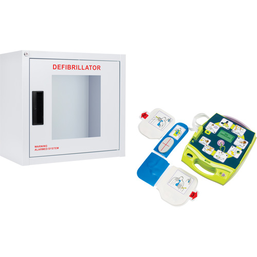 AED Plus&reg; Defibrillator & Wall Cabinet Kit, Semi-Automatic, English, Class 4 Consource