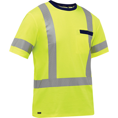 Chemise &agrave; manches courtes et X au dos Bisley, Poly-coton, Petit, Jaune lime haute visibilit&eacute; Consource