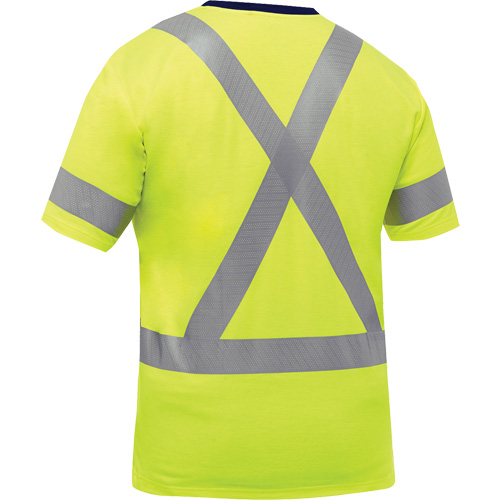 Chemise &agrave; manches courtes et X au dos Bisley, Poly-coton, Petit, Jaune lime haute visibilit&eacute; Consource