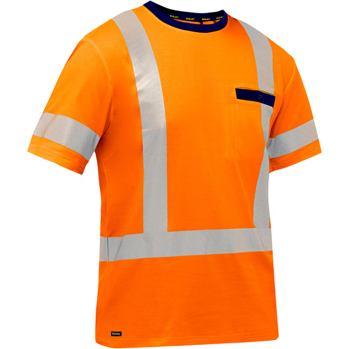 Bisley&reg; X-Back Short Sleeve Shirt, Poly-Cotton, Small, High Visibility Orange Consource