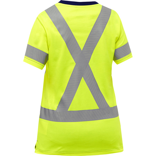 Chemise &agrave; manches courtes et X au dos Bisley pour femmes, Poly-coton, Petit, Jaune lime haute visibilit&eacute; Consource