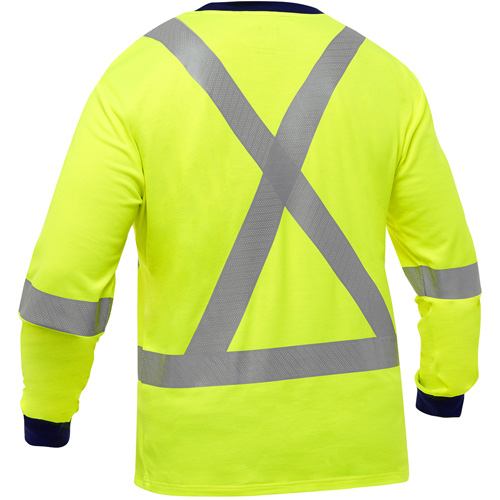 Bisley&reg; X-Back Long Sleeve Shirt, Poly-Cotton, Small, High Visibility Lime-Yellow Consource