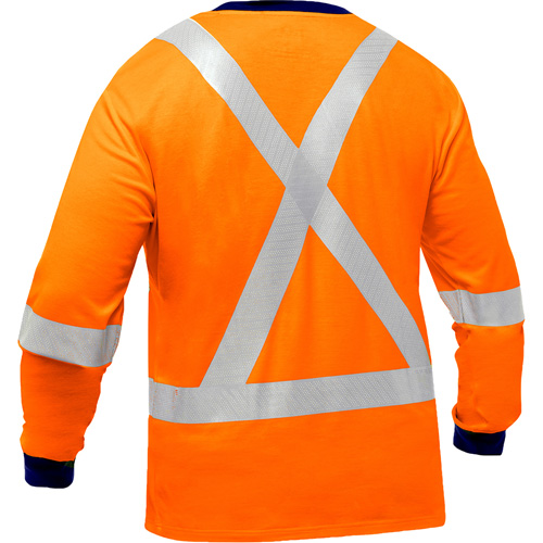 Bisley&reg; X-Back Long Sleeve Shirt, Poly-Cotton, Small, High Visibility Orange Consource
