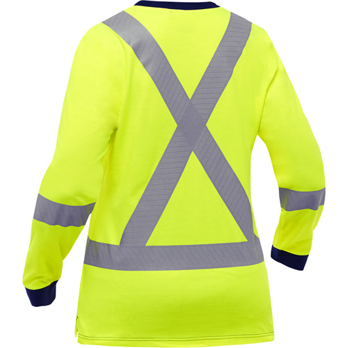 Chemise &agrave; manches longues et X au dos Bisley pour femmes, Poly-coton, Petit, Jaune lime haute visibilit&eacute; Consource