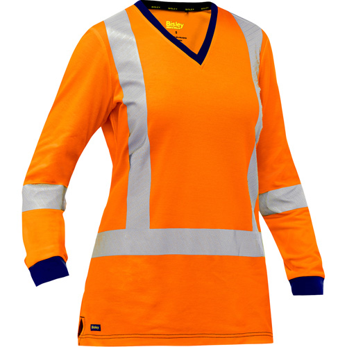 Bisley&reg; Women's X-Back Long Sleeve Shirt, Poly-Cotton, Small, High Visibility Orange Consource