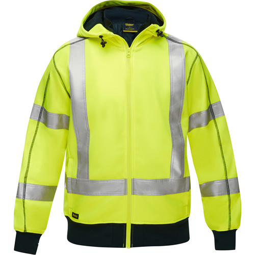 Bisley&reg; X-Back Full Zip Hooded Sweatshirt with Sherpa Lining, Large, High Visibility Lime-Yellow Consource