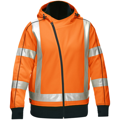 Bisley&reg; X-Back Women's Contoured Full Zip Hooded Sweatshirt with Sherpa Lining, X-Large, High Visibility Orange Consource