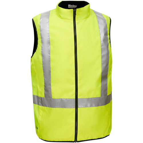 Veste bouffante r&eacute;versible avec X au dos Bisley, Jaune lime haute visibilit&eacute;, Petit, Polyester Consource