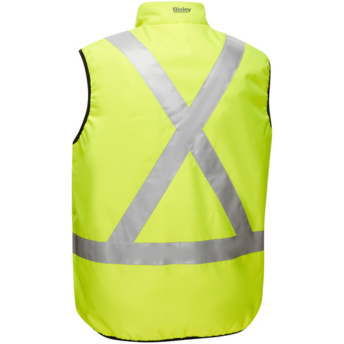 Veste bouffante r&eacute;versible avec X au dos Bisley, Jaune lime haute visibilit&eacute;, Petit, Polyester Consource