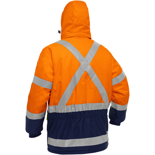 Manteau pour le froid extr&ecirc;me avec bas bleu marin et X au dos Bisley, Polyester, Orange haute visibilit&eacute;, 4T-Grand Consource