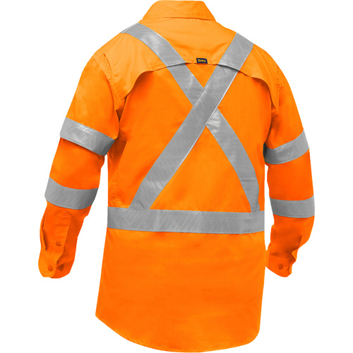 Chemise de travail &agrave; manches longues et X au dos Bisley avec X-Airflow pour femmes, Poly-coton, Petit, Orange haute visibilit&eacute; Consource