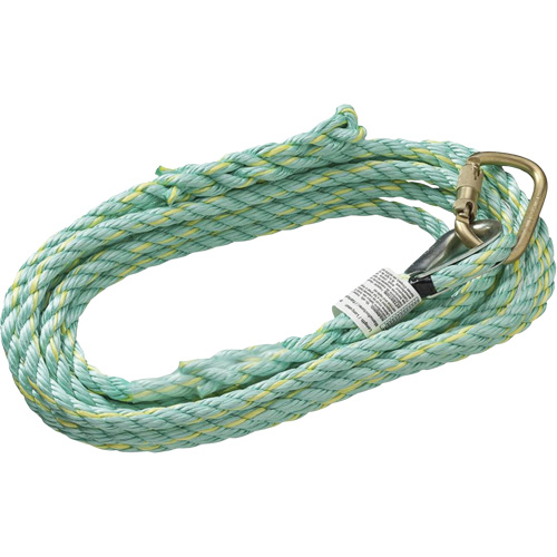 VL-1115-25 Vertical Lifeline Rope with Anchor End Carabiner & Trailing End Back Splice, Copolymer Consource