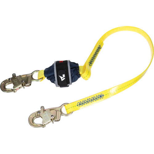 Coated Web Shock-Absorbing Lanyard, 4', Snap Hook Center, Snap Hook Leg Ends Consource