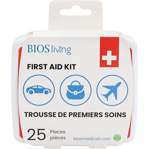 Trousse de premiers soins pour la maison et le voyage de 25 morceaux, Boîte en plastique Consource