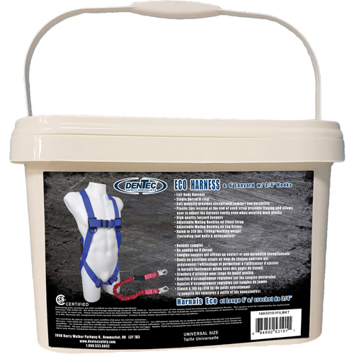 ECO Safety Harness in Pail with 6' Lanyard, CSA Certified, Class A, 255 lbs. Cap. Consource