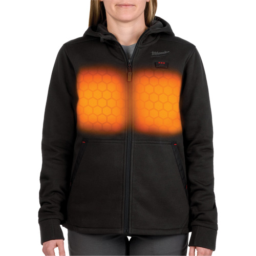 M12 Heated Hoodie with Battery, Women's, Medium, Black, Poly-Cotton Consource
