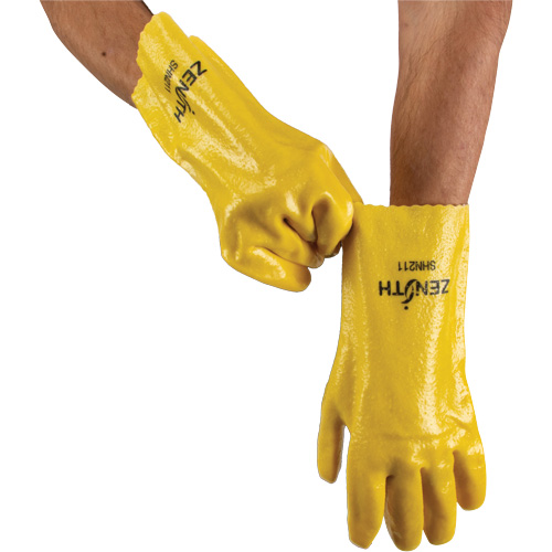 Rough-Finish Chemical-Resistant Gloves, Size 9, 12" L, PVC, Interlock Inner Lining, 47-mil Consource