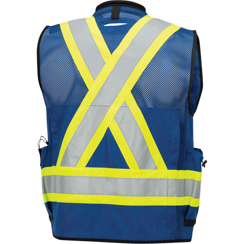 6681 High-Visibility Antimicrobial Mesh-Back Surveyor Vest, Royal Blue, Small, Polyester Consource
