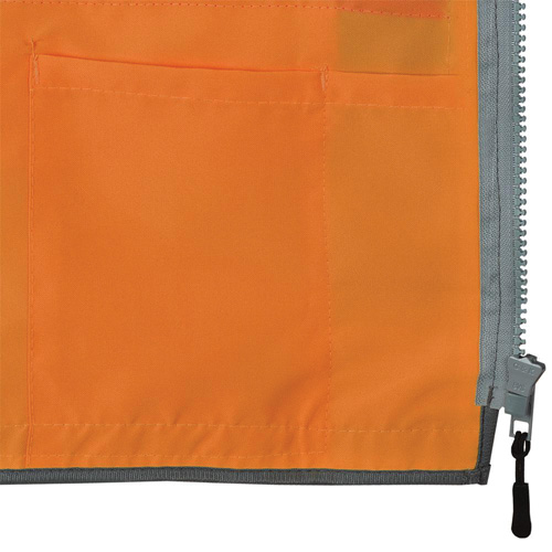 Veste de s&eacute;curit&eacute; pour arpenteur Pioneer avec fermeture &agrave; glissi&egrave;re et dos en maille, Orange haute visibilit&eacute;, Petit, Polyester Consource