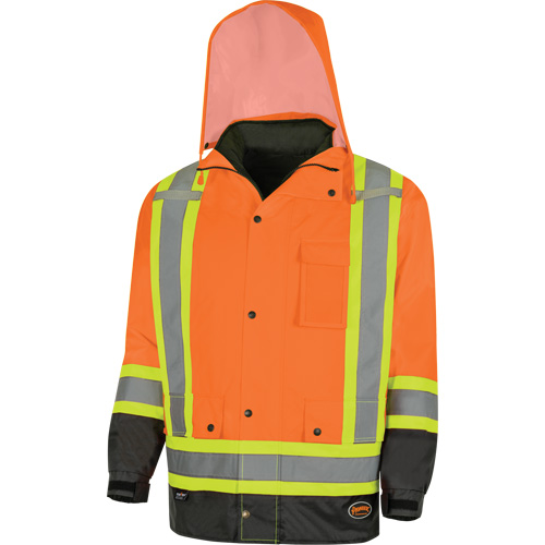 Parka de s&eacute;curit&eacute; d'hiver imperm&eacute;able 7-en-1 5056 Pioneer Yukon, Polyester, Noir/Orange haute visibilit&eacute;, T-petit Consource