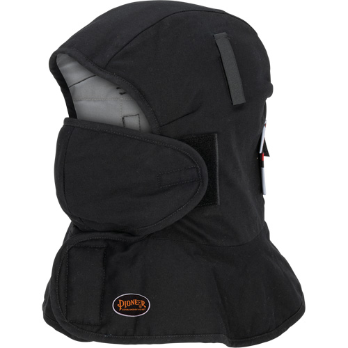 Doublure matelass&eacute;e ignifug&eacute;e Pioneer 765A pour casque de s&eacute;curit&eacute; avec un long cou et embout buccal amovible, Noir/Gris, Coton/FR-Tech/Modacrylique/Nylon Consource