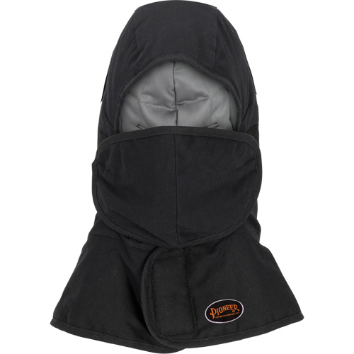 Doublure matelass&eacute;e ignifug&eacute;e Pioneer 765A pour casque de s&eacute;curit&eacute; avec un long cou et embout buccal amovible, Noir/Gris, Coton/FR-Tech/Modacrylique/Nylon Consource