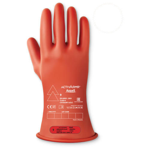 Gants isolants pour travaux &eacute;lectriques ActivArmr de classe 0, 12, 11" lo, Niveau 1, ASTM D120/ATSM F2675:2021/IEC 614821-2:2014 Consource