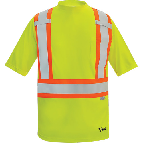 T-shirt de s&eacute;curit&eacute; doubl&eacute; de bambou Viking, Polyester, Moyen, Jaune lime haute visibilit&eacute; Consource