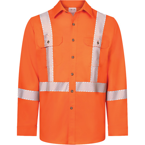 Chemise de travail haute visibilit&eacute; &agrave; bandes segment&eacute;es 7 oz de luxe Avenger, Style 652, Hommes, 2T-Grand, Orange Consource
