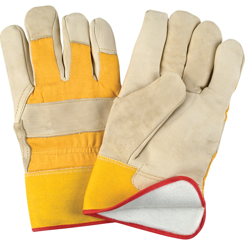 Abrasion-Resistant Winter-Lined Fitters Gloves, Large, Grain Cowhide Palm, Foam Fleece Inner Lining Consource