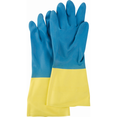 Two Tone NS53 Gloves, Size Medium/8, 13" L, Neoprene/Rubber Latex, Flock-Lined Inner Lining, 28-mil Consource