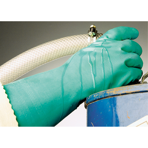 Gants &agrave; prise emboss&eacute;e &agrave; motif en Z StanSolv, Taille Moyen/8, 14" lo, Nitrile, Doublure en Interlock, 11 mils Consource