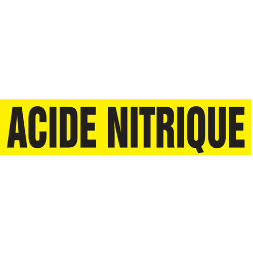 "Acide Nitrique" Pipe Markers, Self-Adhesive, 2-1/2" H x 12" W, Black on Yellow Consource